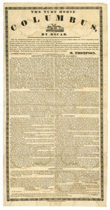 Póster de caballo semental ofreciendo caballo de césped Columbus, Fayette, Mo., 14 de marzo de 1840 de Boon Democrat